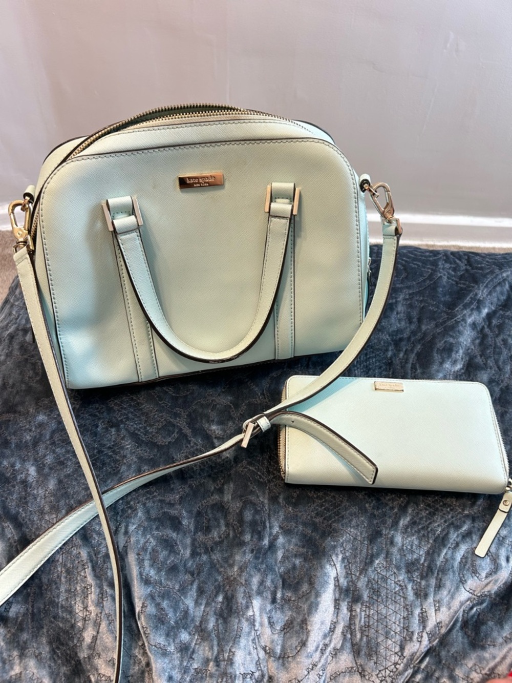 kate spade Light Blue Dome Crossbody Satchel with Wallet